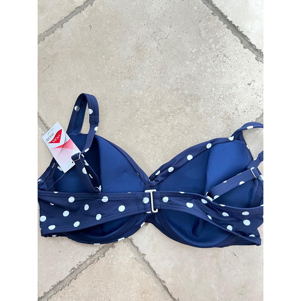 NEW Lands End Womens Size 12D Navy Polka Dot Twist Front Underwire Bikini Top - Picture 9 of 11